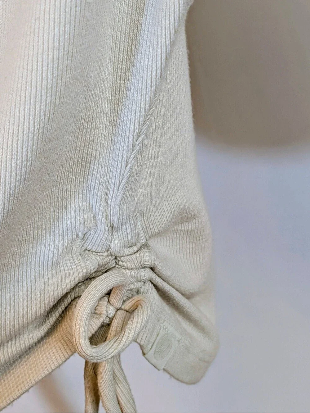 Lululemon Side-Cinch Ribbed Cardigan Bone Off White Button Top Athletic No Size